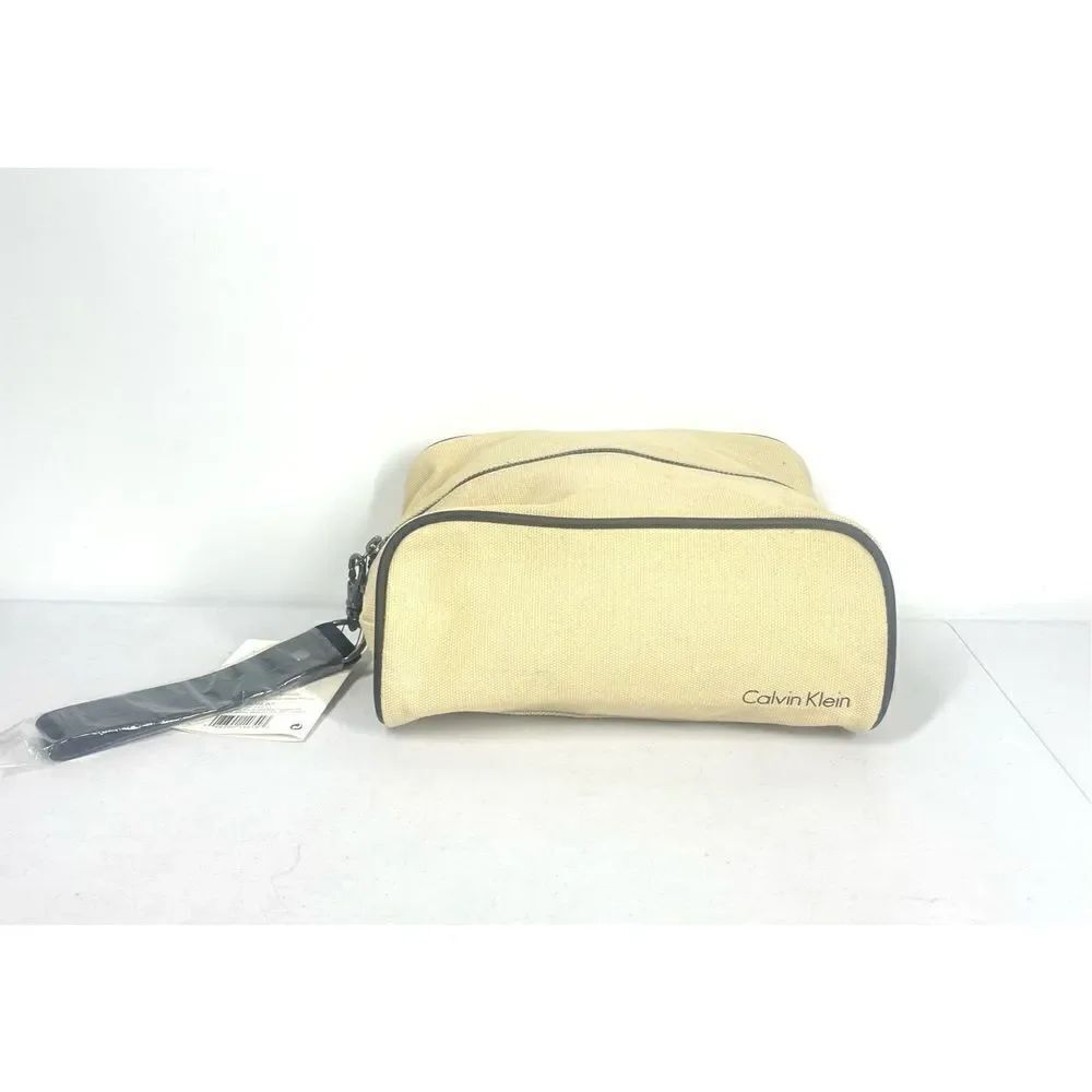 Calvin Klein Canvas Toiletry Travel Bag Wrist Strap Shaving Cosmetics UNISEX NWT